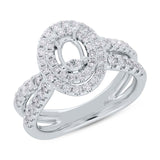 1.00ct 14k White Gold Diamond Semi-mount Ring for 6.5x4.5mm Center