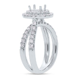 1.00ct 14k White Gold Diamond Semi-mount Ring for 6.5x4.5mm Center