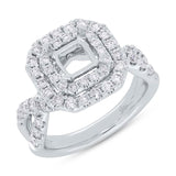 1.10ct 14k White Gold Diamond Semi-mount Ring for 6x6mm Center