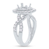 1.10ct 14k White Gold Diamond Semi-mount Ring for 6x6mm Center
