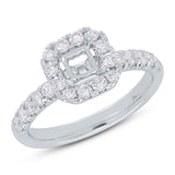 0.65ct 14k White Gold Diamond Semi-mount Ring for 4.5x4.5mm Center