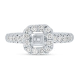 0.65ct 14k White Gold Diamond Semi-mount Ring for 4.5x4.5mm Center