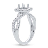 0.70ct 14k White Gold Diamond Semi-mount Ring for 0.60ct Center