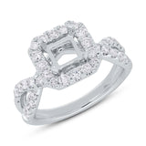 0.95ct 14k White Gold Diamond Semi-mount Ring for 6x6mm Center