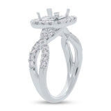 0.95ct 14k White Gold Diamond Semi-mount Ring for 6x6mm Center