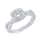 0.60ct 14k White Gold Diamond Semi-mount Ring for 0.40ct Center