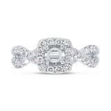 0.60ct 14k White Gold Diamond Semi-mount Ring for 0.40ct Center