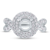 1.10ct 14k White Gold Diamond Semi-mount Ring for 1.00ct Center
