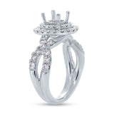 1.10ct 14k White Gold Diamond Semi-mount Ring for 1.00ct Center