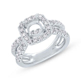 1.20ct 14k White Gold Diamond Semi-mount Ring for 1.50ct Center
