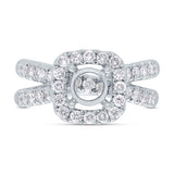 1.20ct 14k White Gold Diamond Semi-mount Ring for 1.50ct Center