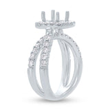 1.20ct 14k White Gold Diamond Semi-mount Ring for 1.50ct Center