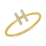 0.05ct 14k Yellow Gold Diamond Lady's Ring - Letter H