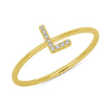 0.03ct 14k Yellow Gold Diamond Lady's Ring - Letter L