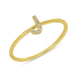 0.03ct 14k Yellow Gold Diamond Lady's Ring - Letter J