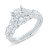 1.21ct 18k White Gold Diamond Semi-mount Ring for 1.00ct Center