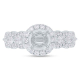 1.21ct 18k White Gold Diamond Semi-mount Ring for 1.00ct Center