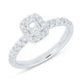 0.40ct 14k White Gold Diamond Semi-mount Ring for 4x3mm Center
