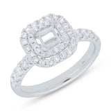 0.65ct 14k White Gold Diamond Semi-mount Ring for 4x4mm Center