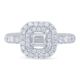 0.65ct 14k White Gold Diamond Semi-mount Ring for 4x4mm Center