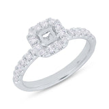 0.50ct 14k White Gold Diamond Semi-mount Ring for 4x4mm Center