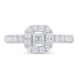 0.50ct 14k White Gold Diamond Semi-mount Ring for 4x4mm Center