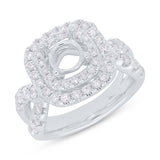 1.35ct 14k White Gold Diamond Semi-mount Ring for 1.50ct Center