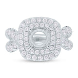 1.35ct 14k White Gold Diamond Semi-mount Ring for 1.50ct Center
