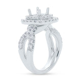 1.35ct 14k White Gold Diamond Semi-mount Ring for 1.50ct Center