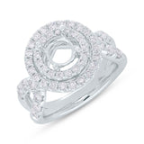 1.35ct 14k White Gold Diamond Semi-mount Ring for 1.50ct Center