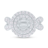 1.35ct 14k White Gold Diamond Semi-mount Ring for 1.50ct Center