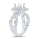 1.35ct 14k White Gold Diamond Semi-mount Ring for 1.50ct Center