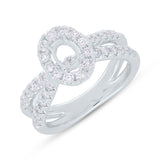 0.85ct 14k White Gold Diamond Semi-mount Ring for 6x4mm Center