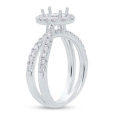 0.85ct 14k White Gold Diamond Semi-mount Ring for 6x4mm Center