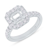 0.85ct 14k White Gold Diamond Semi-mount Ring for 6x6mm Center