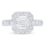 0.85ct 14k White Gold Diamond Semi-mount Ring for 6x6mm Center