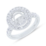 1.00ct 14k White Gold Diamond Semi-mount Ring for 1.50ct Center