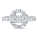0.90ct 14k White Gold Diamond Semi-mount Ring for 1.50ct Center