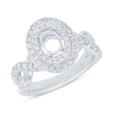 1.00ct 14k White Gold Diamond Semi-mount Ring for 7x5mm Center