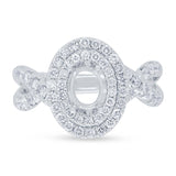 1.00ct 14k White Gold Diamond Semi-mount Ring for 7x5mm Center
