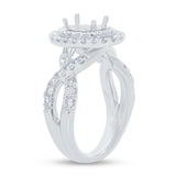 1.00ct 14k White Gold Diamond Semi-mount Ring for 7x5mm Center
