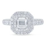 0.75ct 14k White Gold Diamond Semi-mount Ring for 5x5mm Center