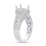 1.10ct 18k White Gold Diamond Semi-mount for 9x6mm Pear Center Size 5.5