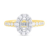0.65ct 14k Two-tone Gold Diamond Semi-mount Ring for 6x4mm Center