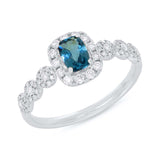 0.37ct Diamond & 0.50ct Blue Topaz 14k White Gold Ring