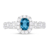 0.37ct Diamond & 0.50ct Blue Topaz 14k White Gold Ring