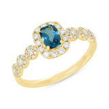 0.37ct Diamond & 0.50ct Blue Topaz 14k Yellow Gold Ring