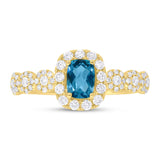 0.37ct Diamond & 0.50ct Blue Topaz 14k Yellow Gold Ring
