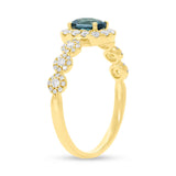 0.37ct Diamond & 0.50ct Blue Topaz 14k Yellow Gold Ring