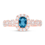 0.37ct Diamond & 0.50ct Blue Topaz 14k Rose Gold Ring